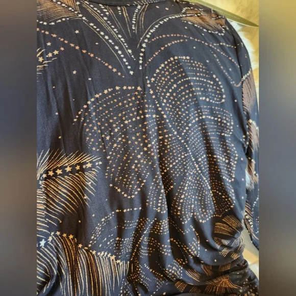 Farm Rio Black Golden Foliage Tulle Midi Dress - Picture 5 of 15